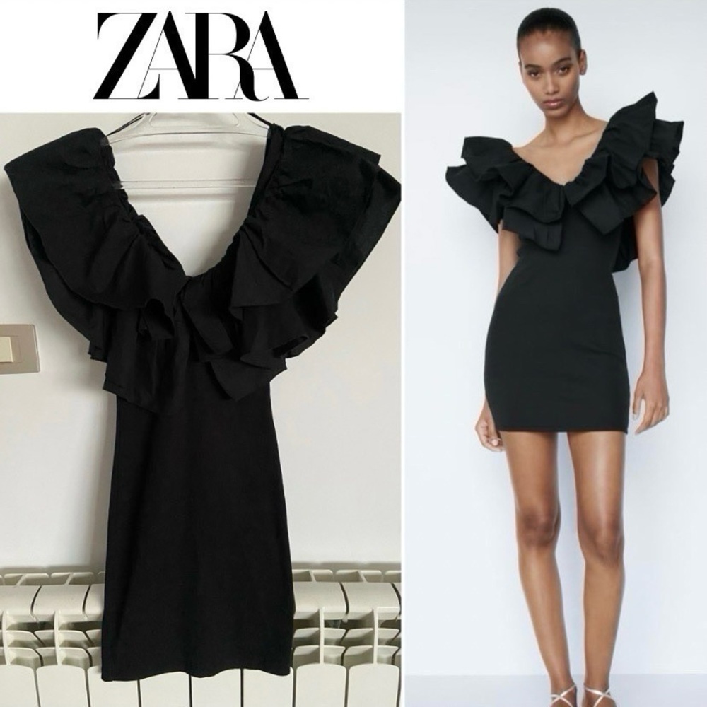 ROBE COURTE CINTRÉE À VOLANTS